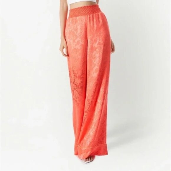 Alice + Olivia Shanda Blazer & Willis Pyjama Pant suit set in coral brocade - Picture 4 of 13